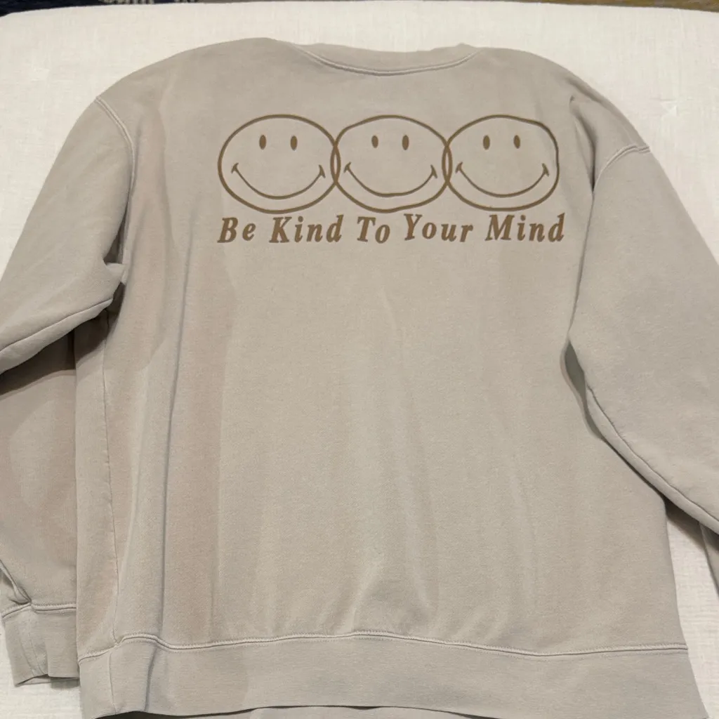 PacSun  Cream Smiley Crewneck Sweater - Image 8