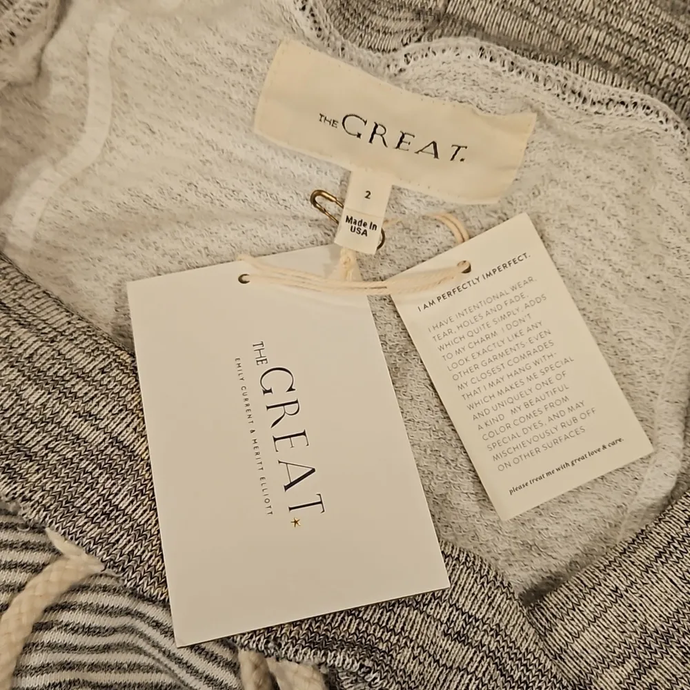 💕THE GREAT💕 The Gym Pant ~ Gray and White Stripes Distressed Size 2 Medium NWT - Image 10