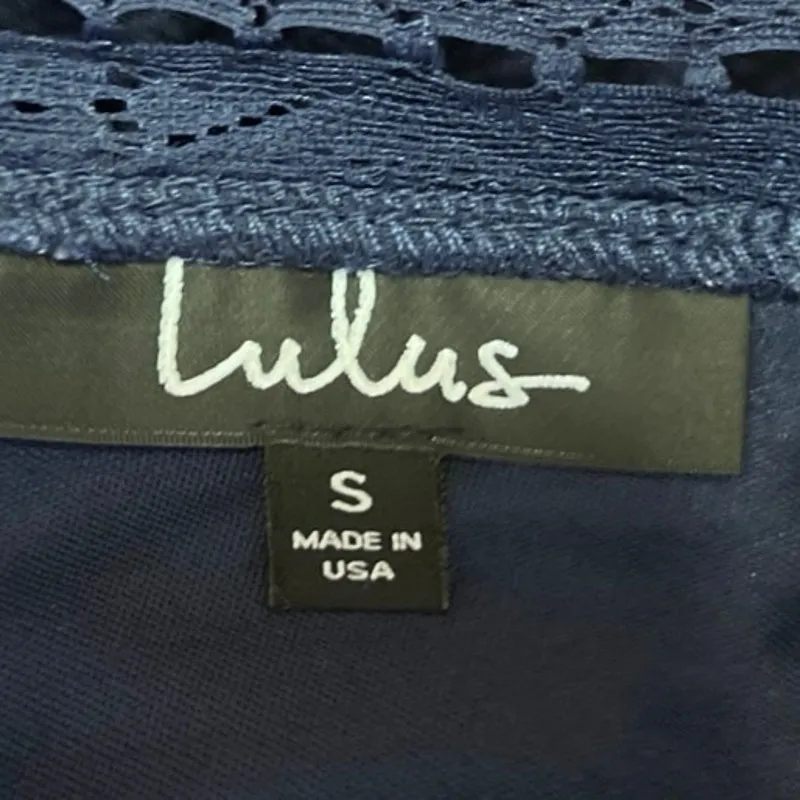 Lulus Reach Out My Hand Navy Lace Sleeveless Halter Mini Fit & Flare Dress Sz S - Image 8