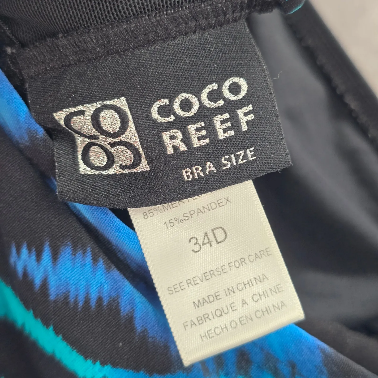 Coco Reef Black Multi‎ Swimwear Tankini Tank Top Medium Bra 34D - Image 6