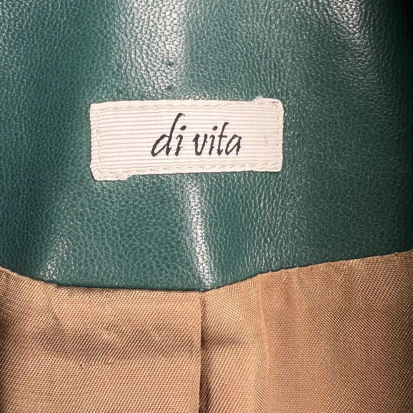 Di Vita Green Buttery Soft Italian Leather Blazer Contrast Stitch Zippers Size 6 - Image 14
