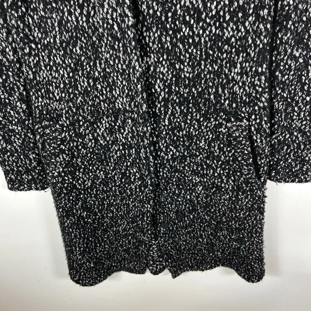 J.McLaughlin Sweater Women's Size XS Black White Marled Knit Long‎ Cardigan Wool - Image 5