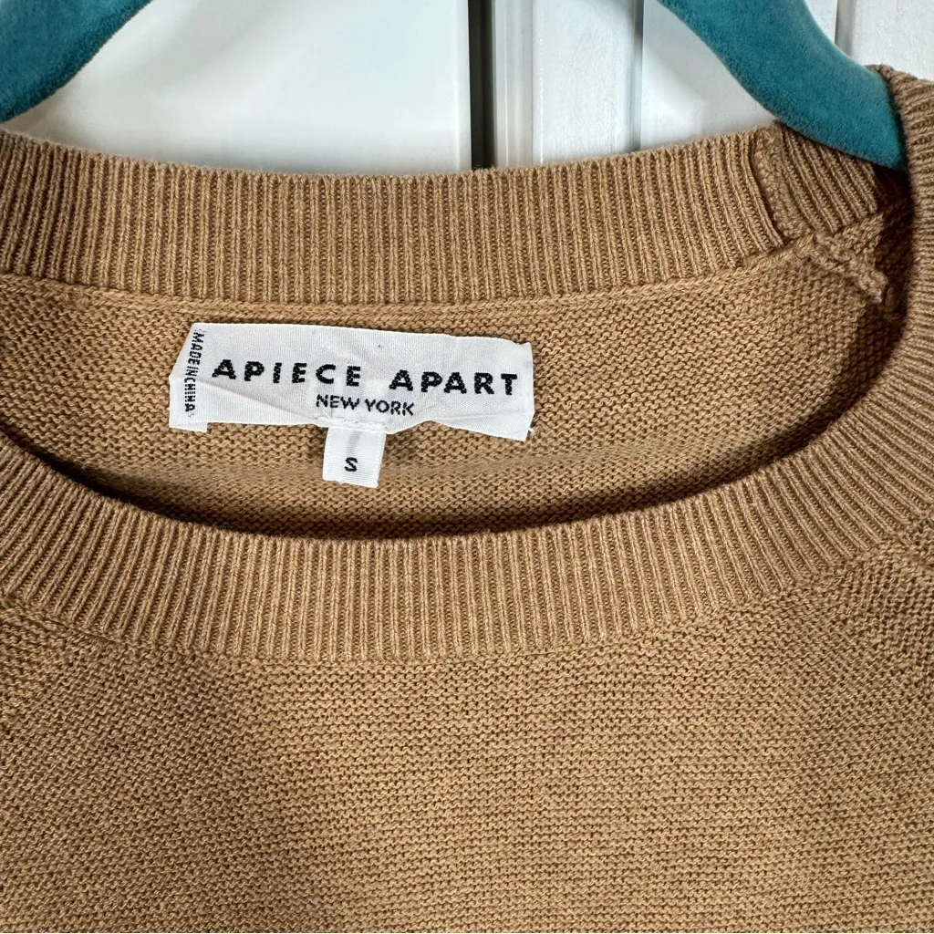 Apiece Apart Cotton Cashmere Tan Camel Sweater Crewneck puff sleeve size small - Image 2
