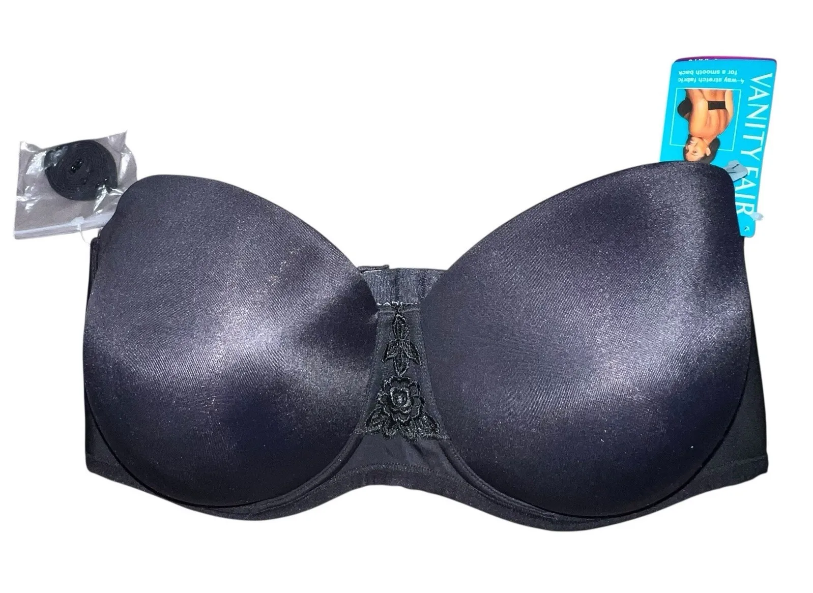 Vanity Fair Beauty Back Strapless Bra Black Convertible Style 74380 Size 42DD - Image 1
