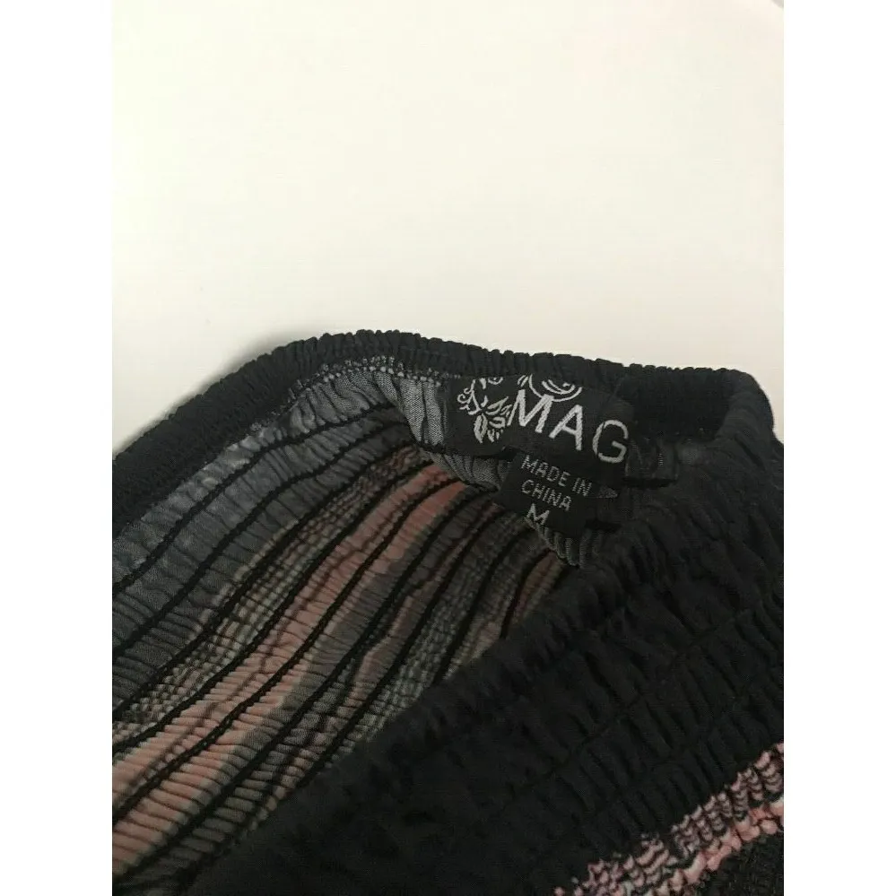 Magic Women's Striped Maxi Dress Tie Neck Size Medium - Image 7