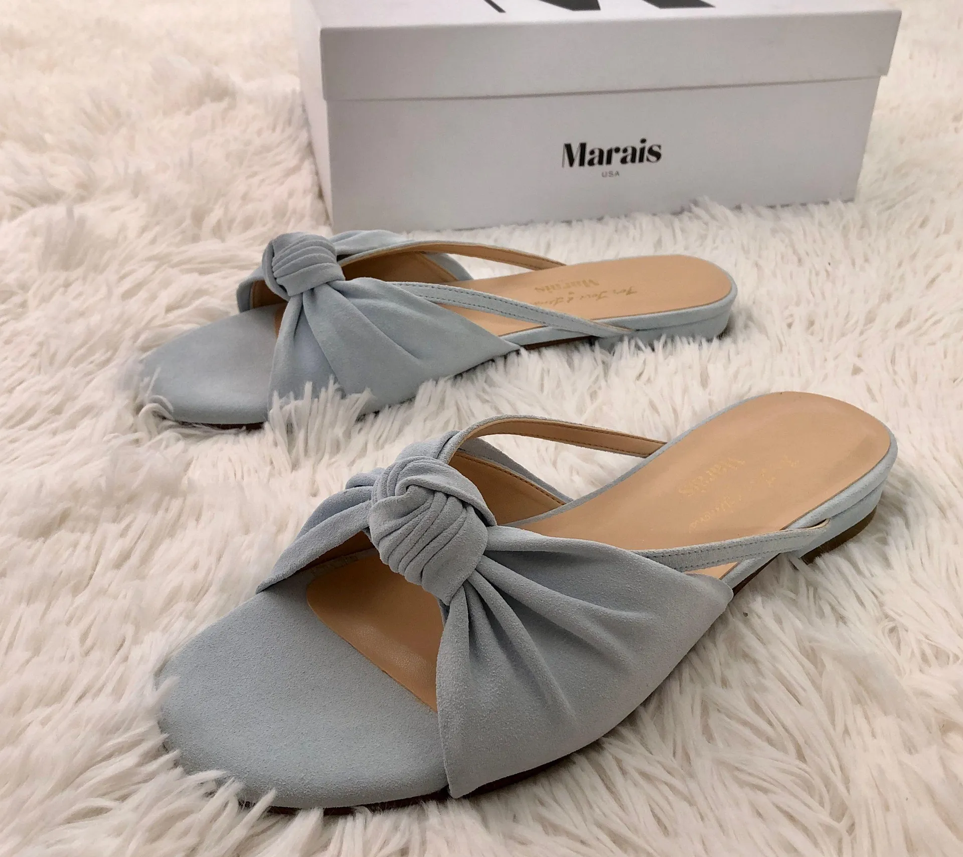 NIB For Love and Lemons x Marais bow slide sandals in blue - Image 3