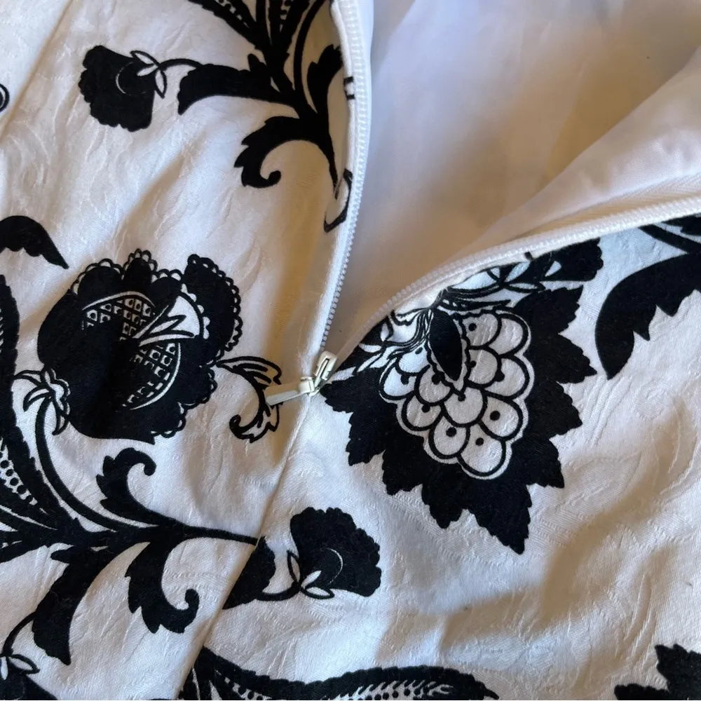 White House Black Market Mini Cocktail Dress Black & White Strapless Party 2 - Image 13