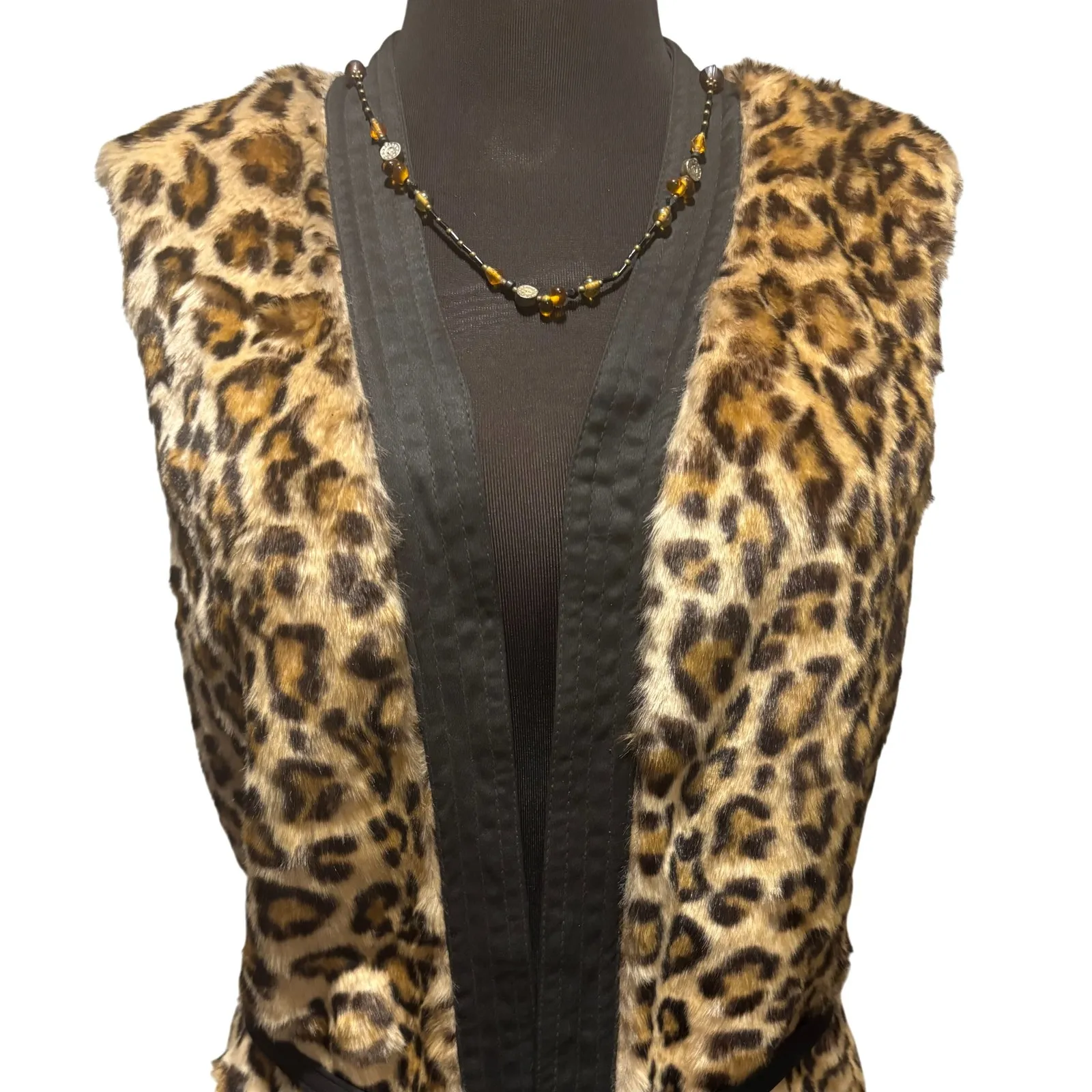 Cache Cheetah Faux FUR Vest Removable Belt Lined Top New Animal NWT $178 - Image 2