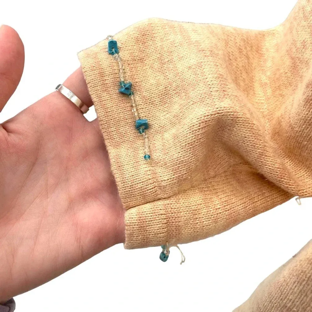 Storybook Knits Peach Sequin Beaded Cardigan Sweater Size Large Orange - Image 8