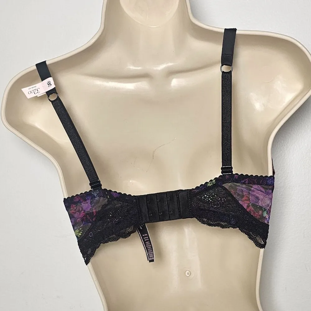 Victoria's Secret Shine Strap Lace Trim Push-Up Bra / Moody Floral / Size 32DD - Image 4