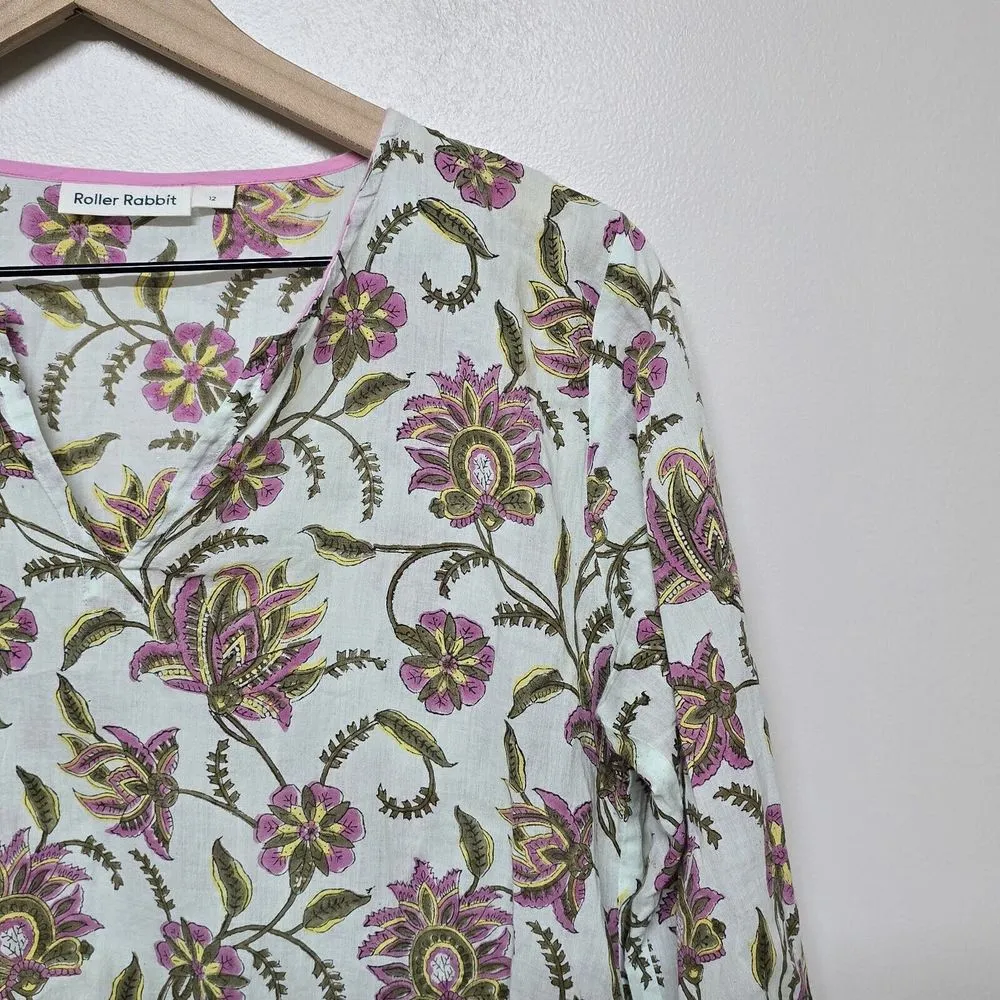 Roberta Roller Rabbit Adrianna Asian Floral Long Sleeve Top Sz 12 - Image 2