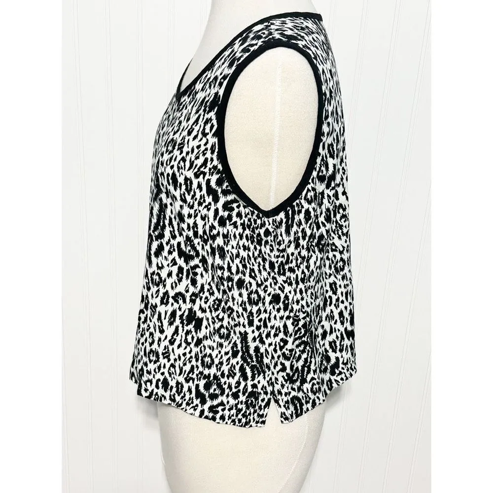 Nancy Bolen‎ Women's Animal Print Sleeveless Tank Top Petite Large Black & White Black Size undefined - Image 5
