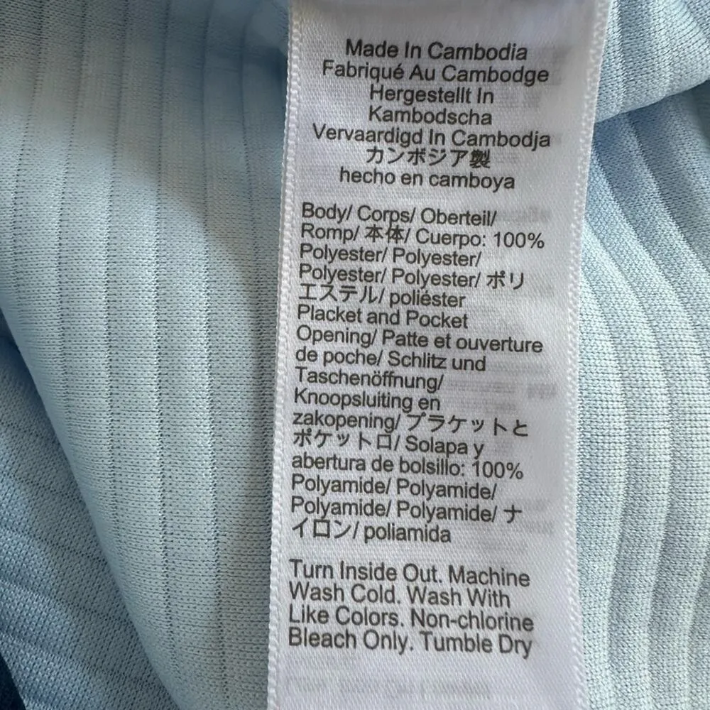 NEW J. Crew Quilted Blue Snap Front Pullover Long Sleeve Polo Medium BJ131 - Image 8