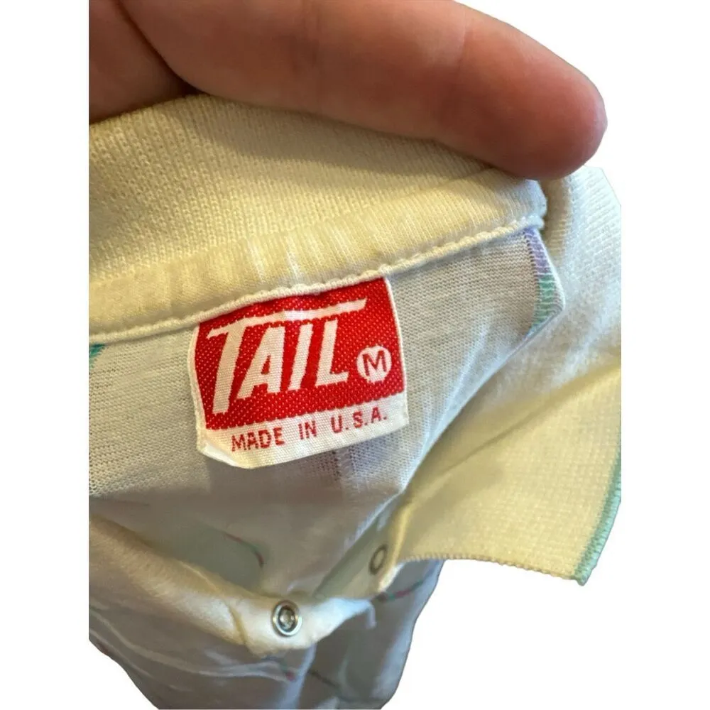 80s Vintage TAIL Womens White Sleeveless Striped Top sz M USA Resort Golf Preppy Size M - Image 5