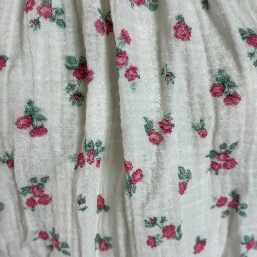 Free People Dainty Chloe Printed Top Floral Large Cottage Bow Gauze Shabby Chic - Image 8