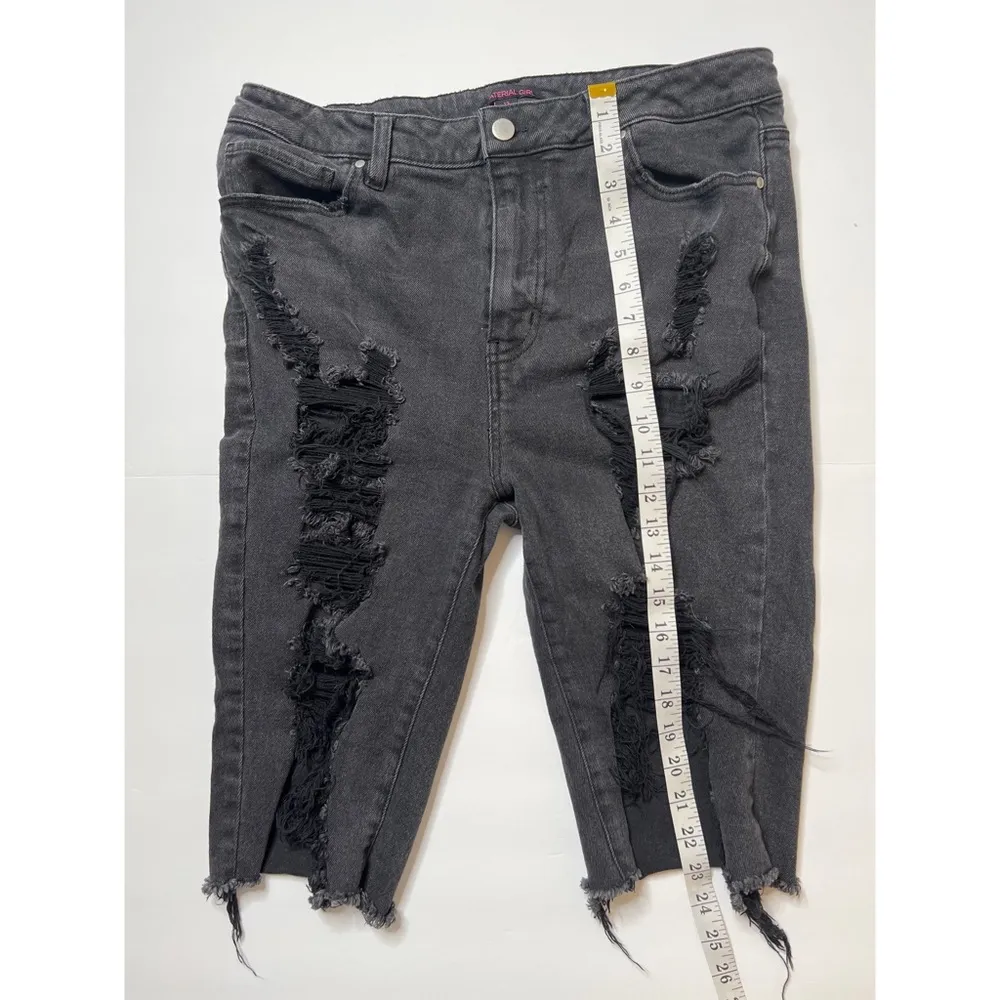 Material Girl Denim Black Distressed Bermuda Shorts Sz 13 Juniors - Image 8
