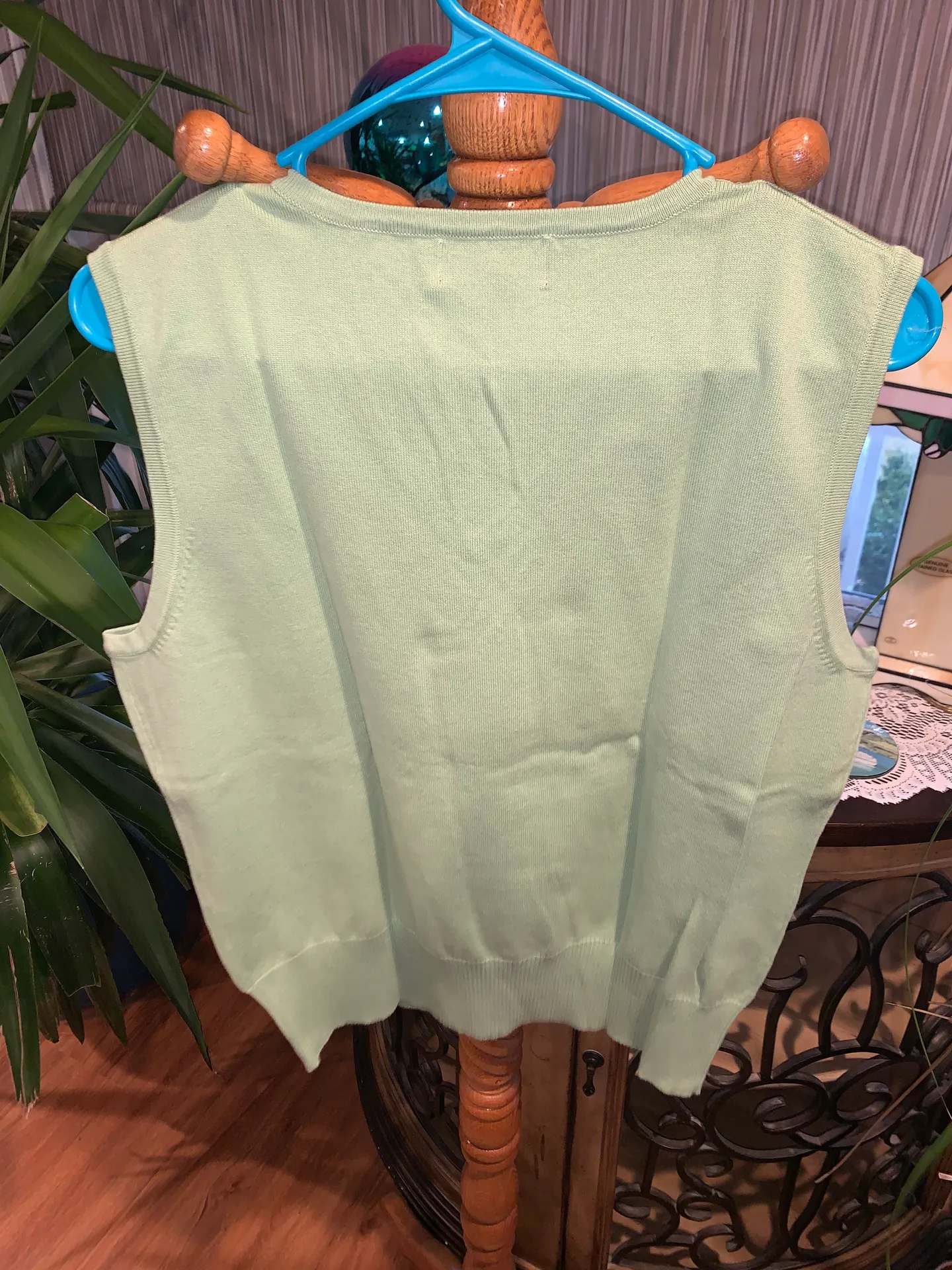 JM Collection Light Green Knit Sweater Vest  - Image 2