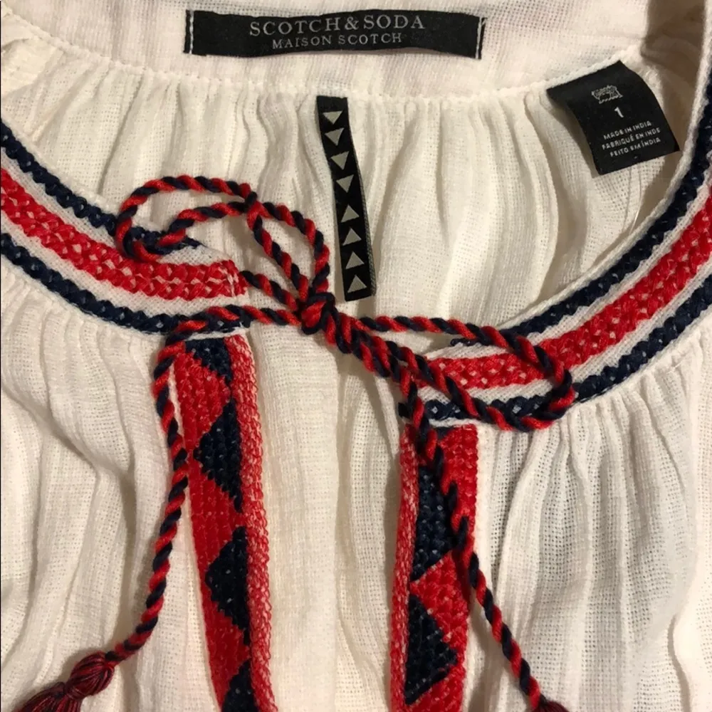 Maison Scotch Balloon Sleeve Embroidered Cotton Gauze Boho top S NWT - Image 4