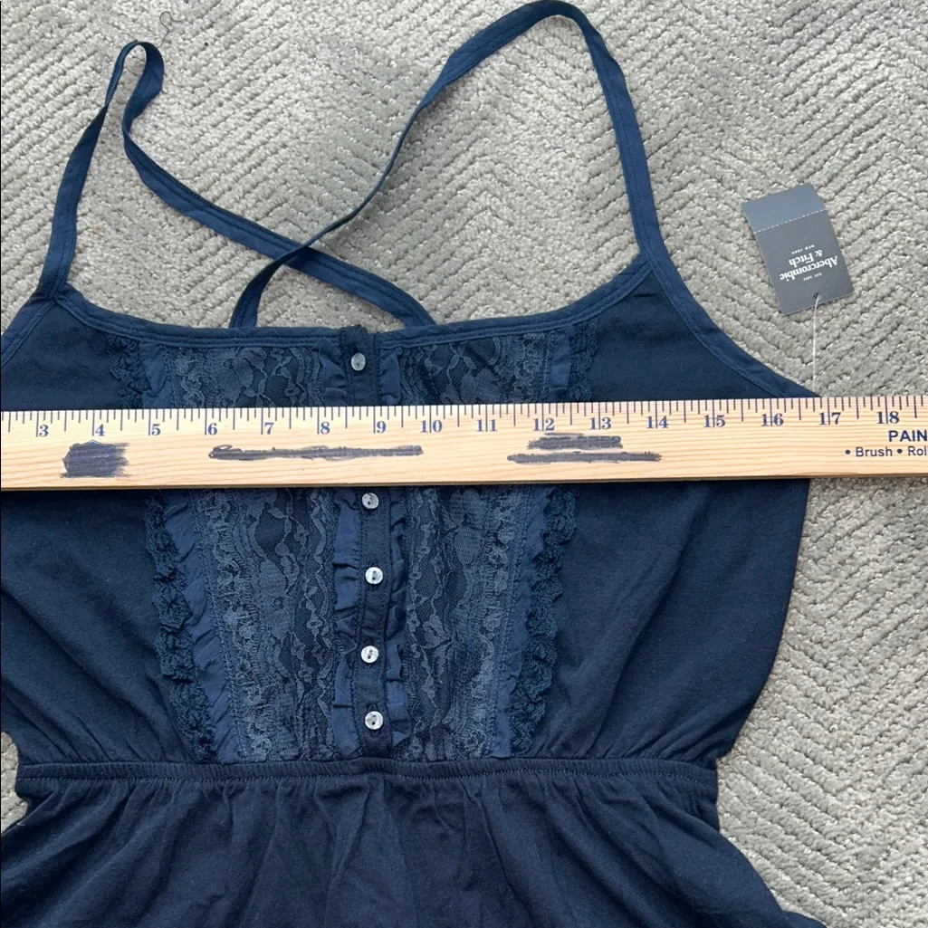 Abercrombie & Fitch Lace Front Cami Tank Navy Blue Size L - Image 5