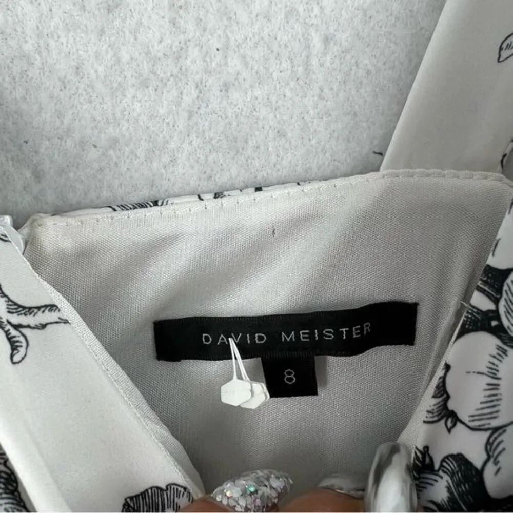 David Meister‎ Satin Floral Print V-Neck Dress - Image 11