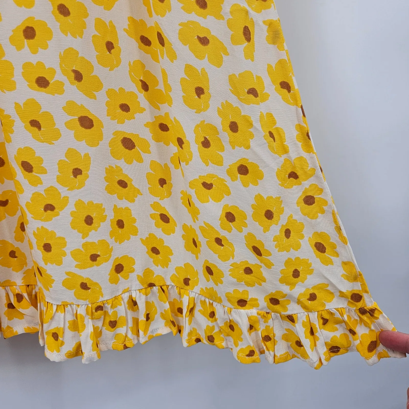 Faithfull the Brand Noemie Yellow Floral Print Ruffled‎ Midi Dress US 4 Sundress - Image 10