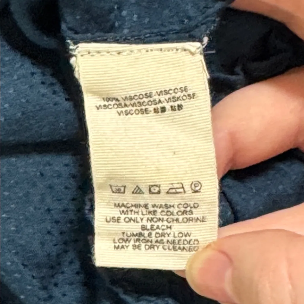 Free People Free Spirit Midnight Blue Textured Ruffled Bell Sleeve Blouse size S - Image 9