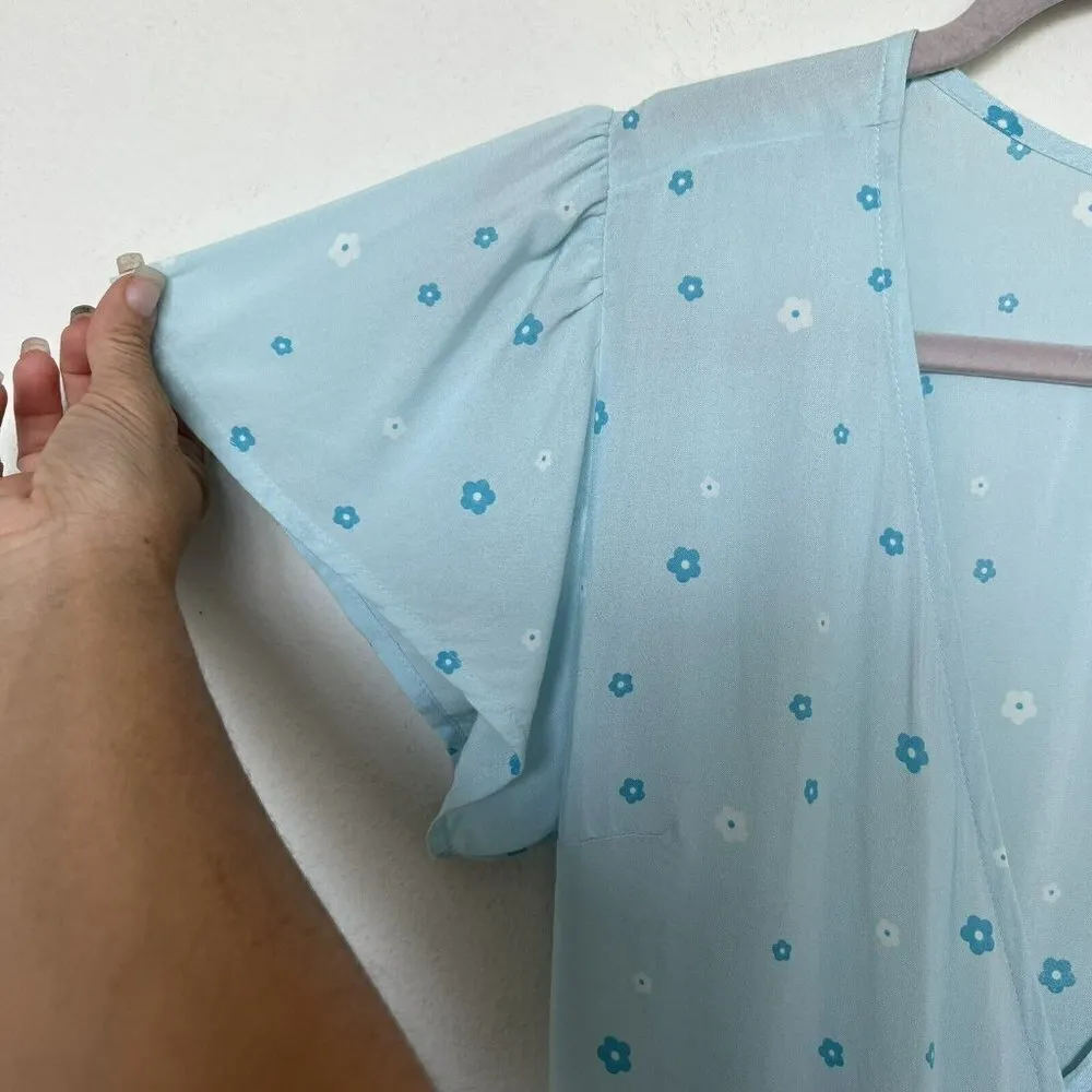 Abound wrap mini dress XSMALL Blue short Sleeve - Image 6