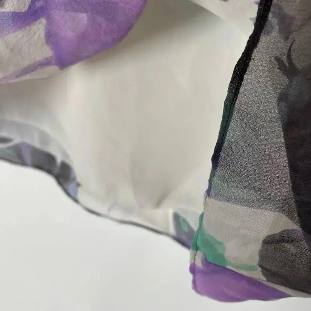 Anthropologie Leifsdottier Watercolor Cream Floral 100% Silk Blouse Size 2 XS - Image 3