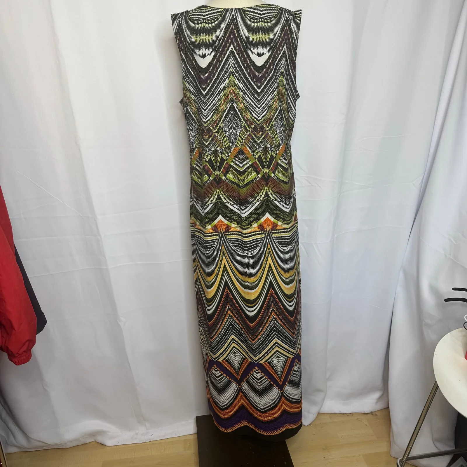 Chico's Size 3/XL Tribal Chevron Print Sleeveless Twist-Front Maxi Dress - Image 2