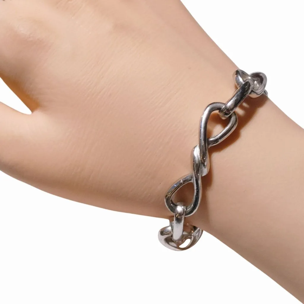Avon Infinity Link Bracelet Size 7 Heavy Book Piece 1976 Heavy Chain Hook Clasp Silver - Image 4