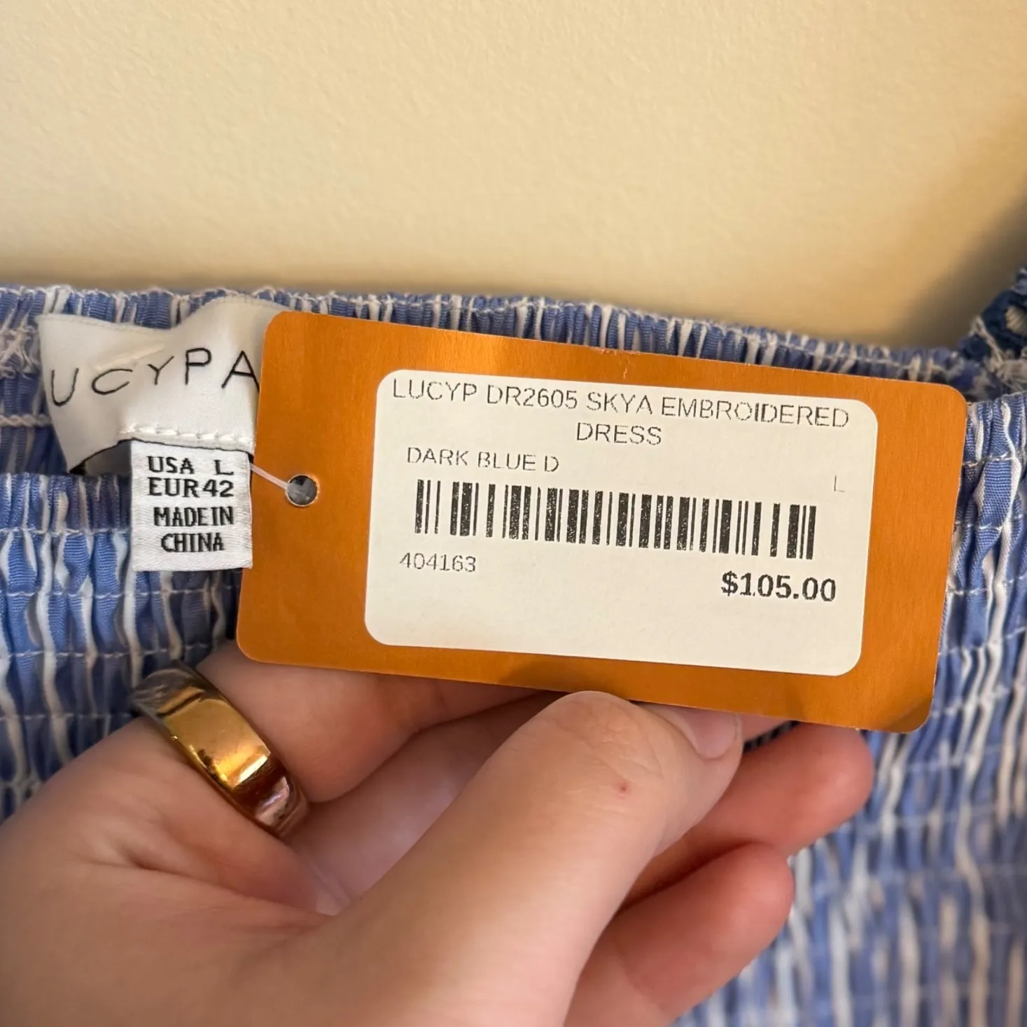 Lucy Paris Skya Embroidered Striped Mini Dress Smocked‎ Puff Sleeve Sz L NWT - Image 11