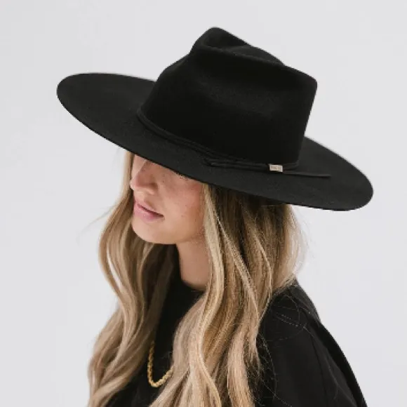 Gigi Pip Emery Rancher Fedora Hat Size 61 Size XL Australian Wool Felted Western Black - Image 2