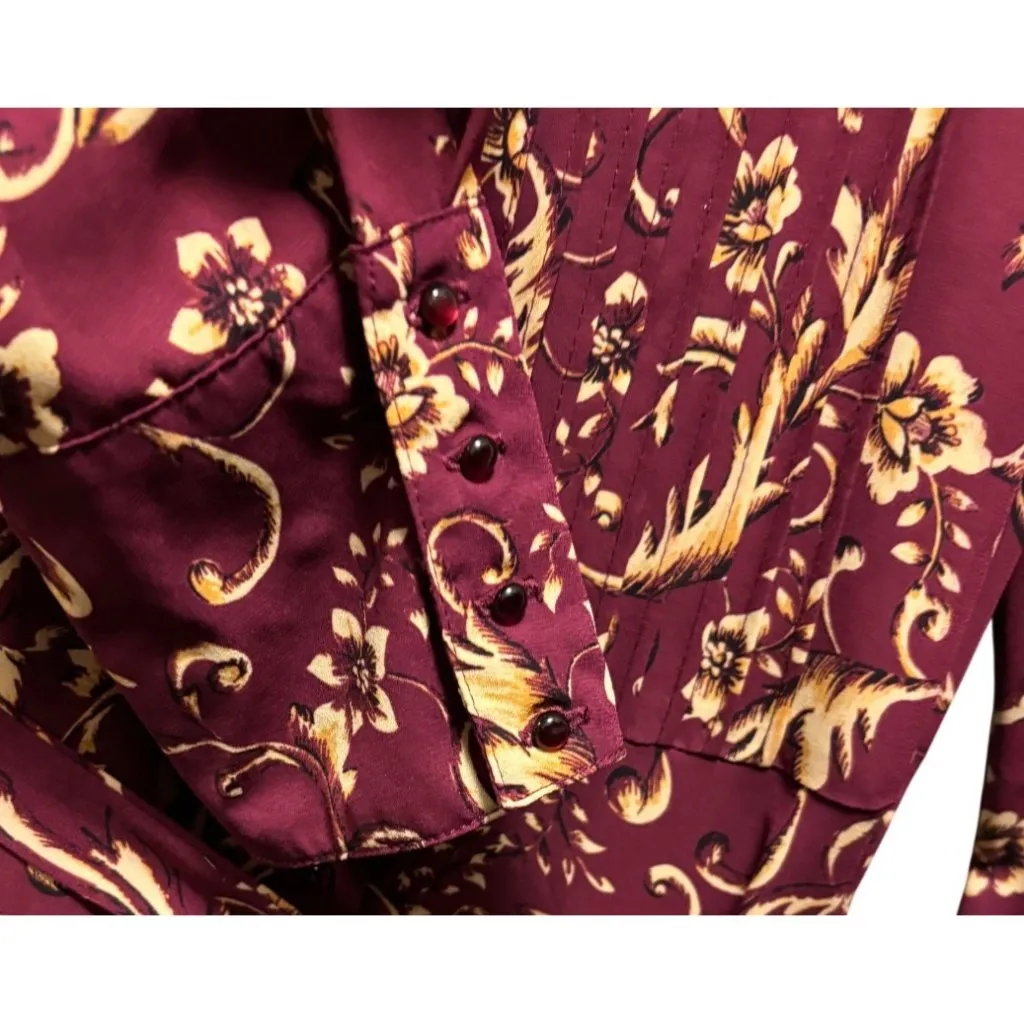Nanette Lepore Burgundy Floral Button-Down Midi Dress Size 10 - Image 6