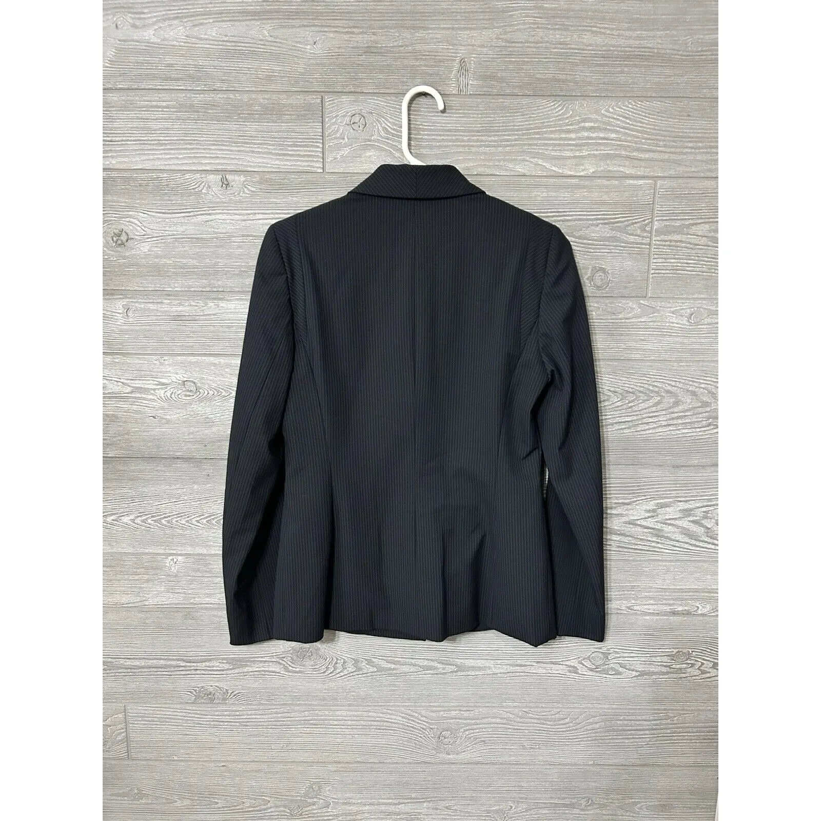 Antonio Melani Blazer Womens 2 Navy Pinstripe One Button‎ Closure Lined Career Blue - Image 3