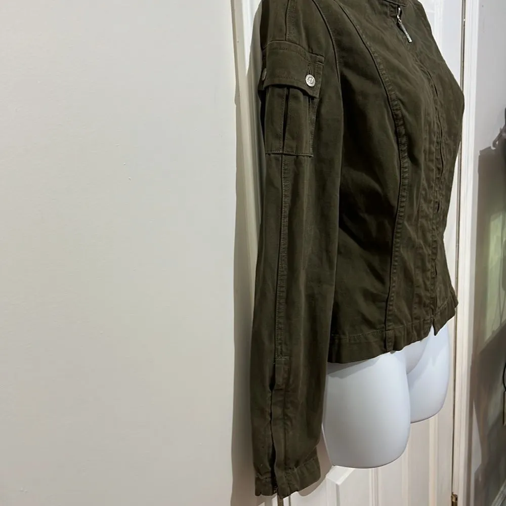 Juicy Couture Olive Green Denim Jacket in size M - Image 4