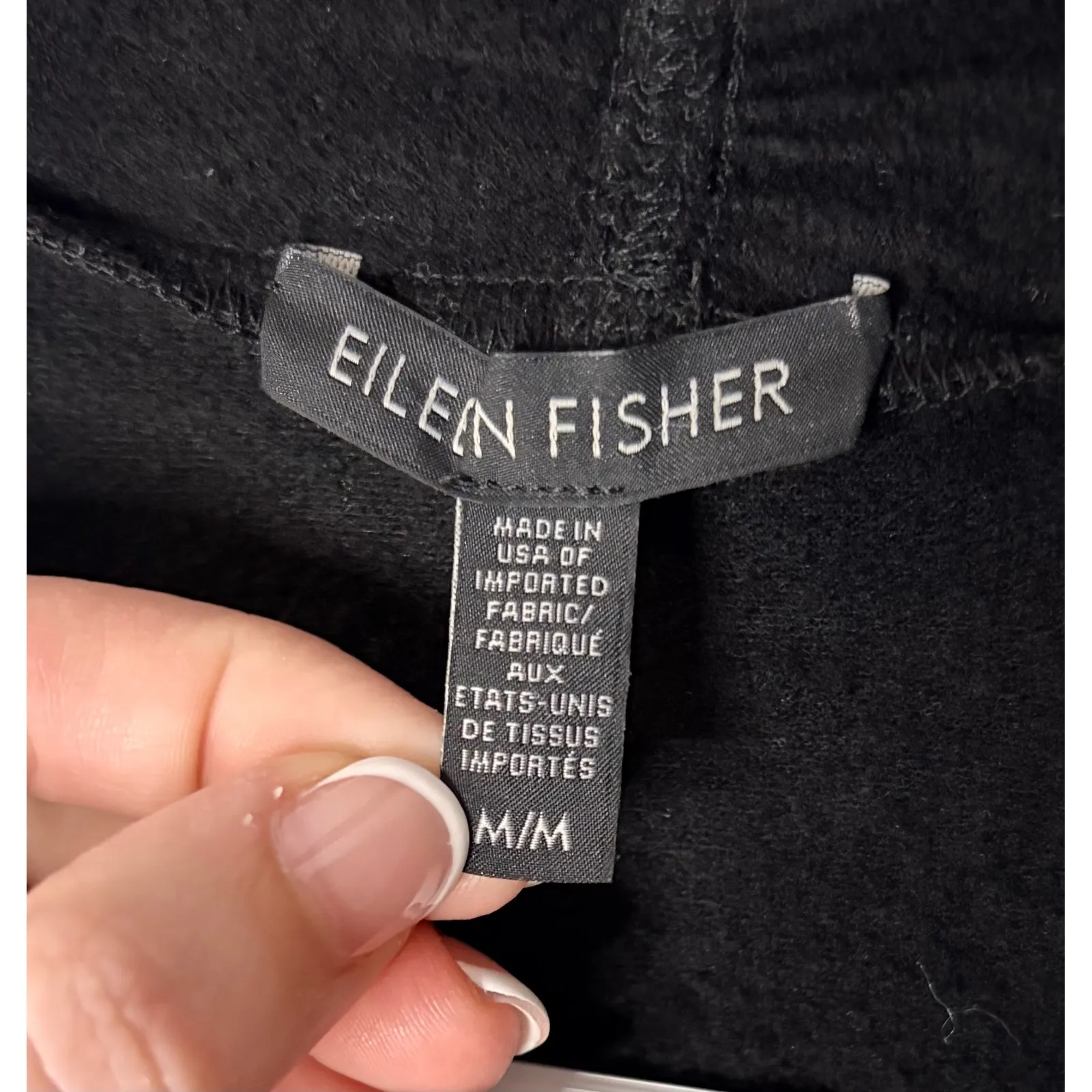 Eileen Fisher solid Black Knit Open Front Cardigan Sweater M Medium goth classic - Image 5