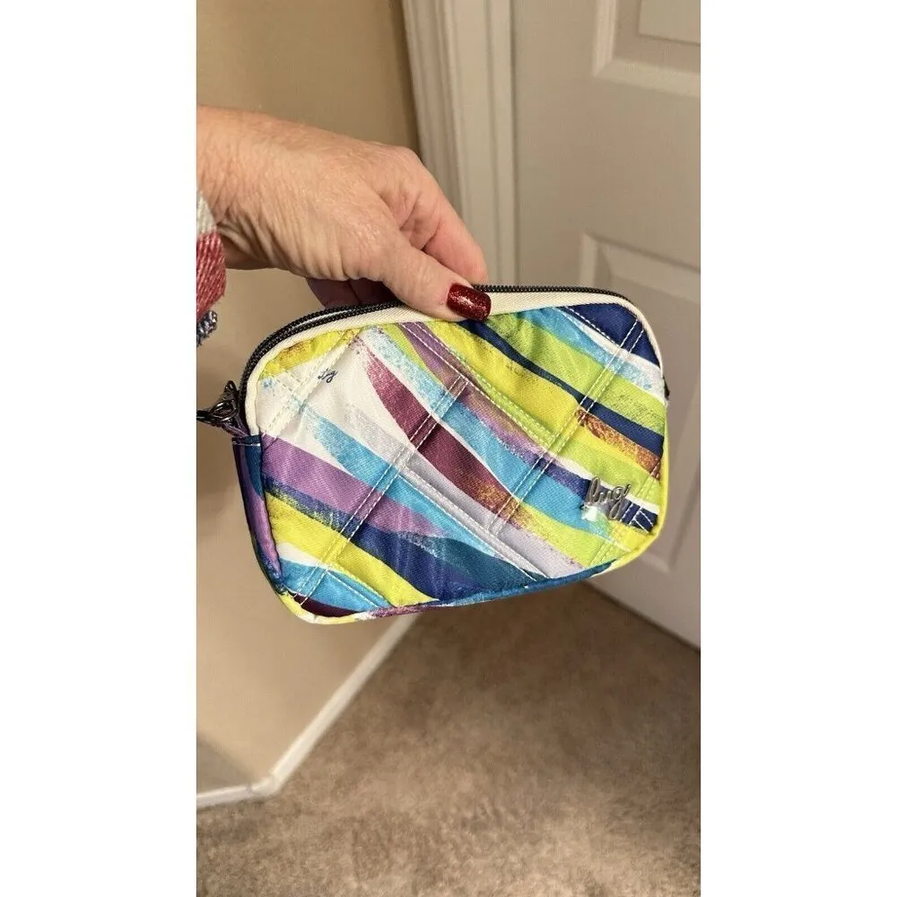 Lug Coupe Quilted Nylon Belt Bag Crossbody RFID Blocking Purse Travel Watercolor Green - Image 2