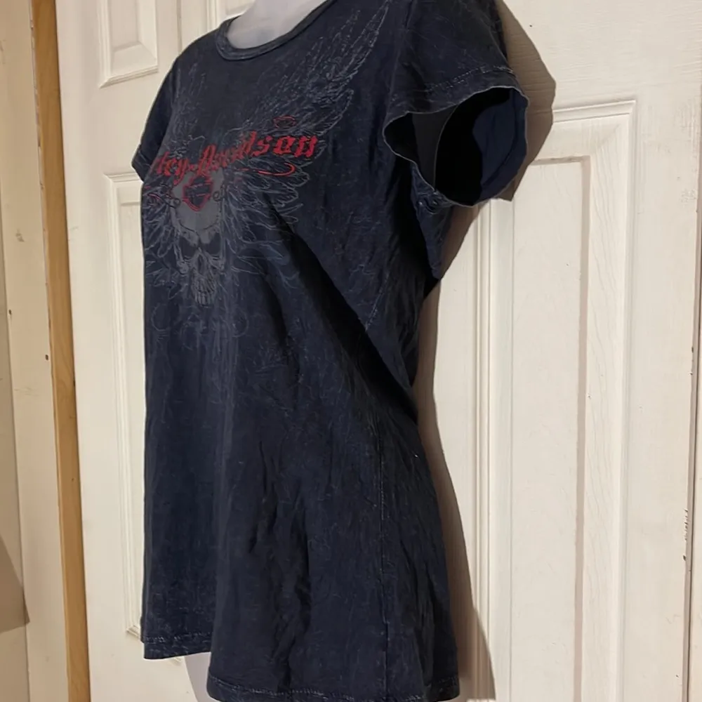 Harley Davidson Motorcycles Orlando Florida Skull Cap Sleeve Tee Shirt Jrs Large - Image 10