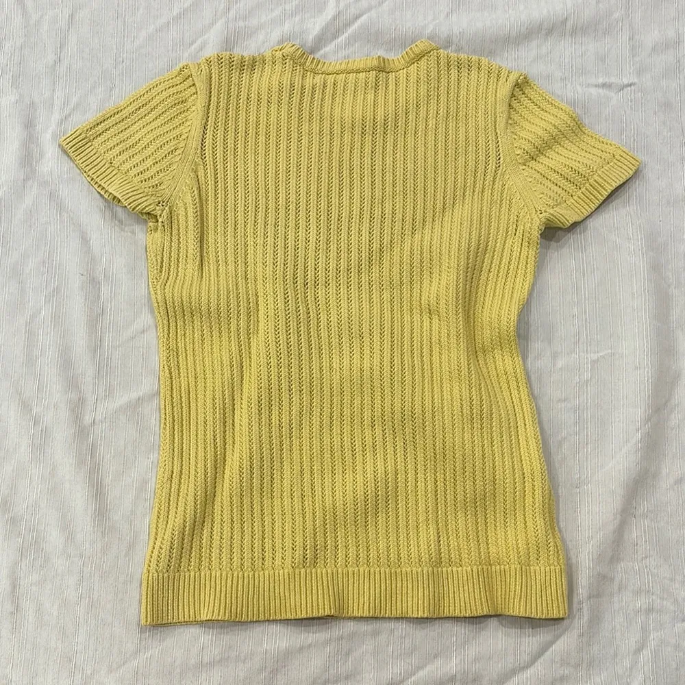 Y2K Yellow Ribbed Knit Top Size M - Image 2