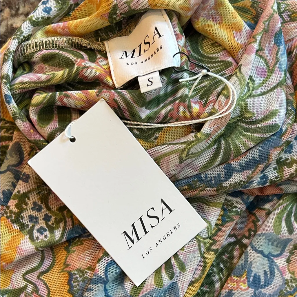 Misa Los Angeles Storms Mesh Mini Dress in Electric Ditsy Mesh Print Small NWT - Image 8