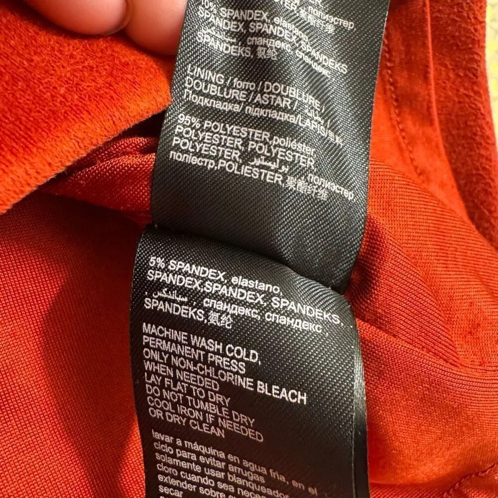 Bebe Burnt Rust Orange Suede Lined Stretch Mini Skirt Size 10 - Image 4