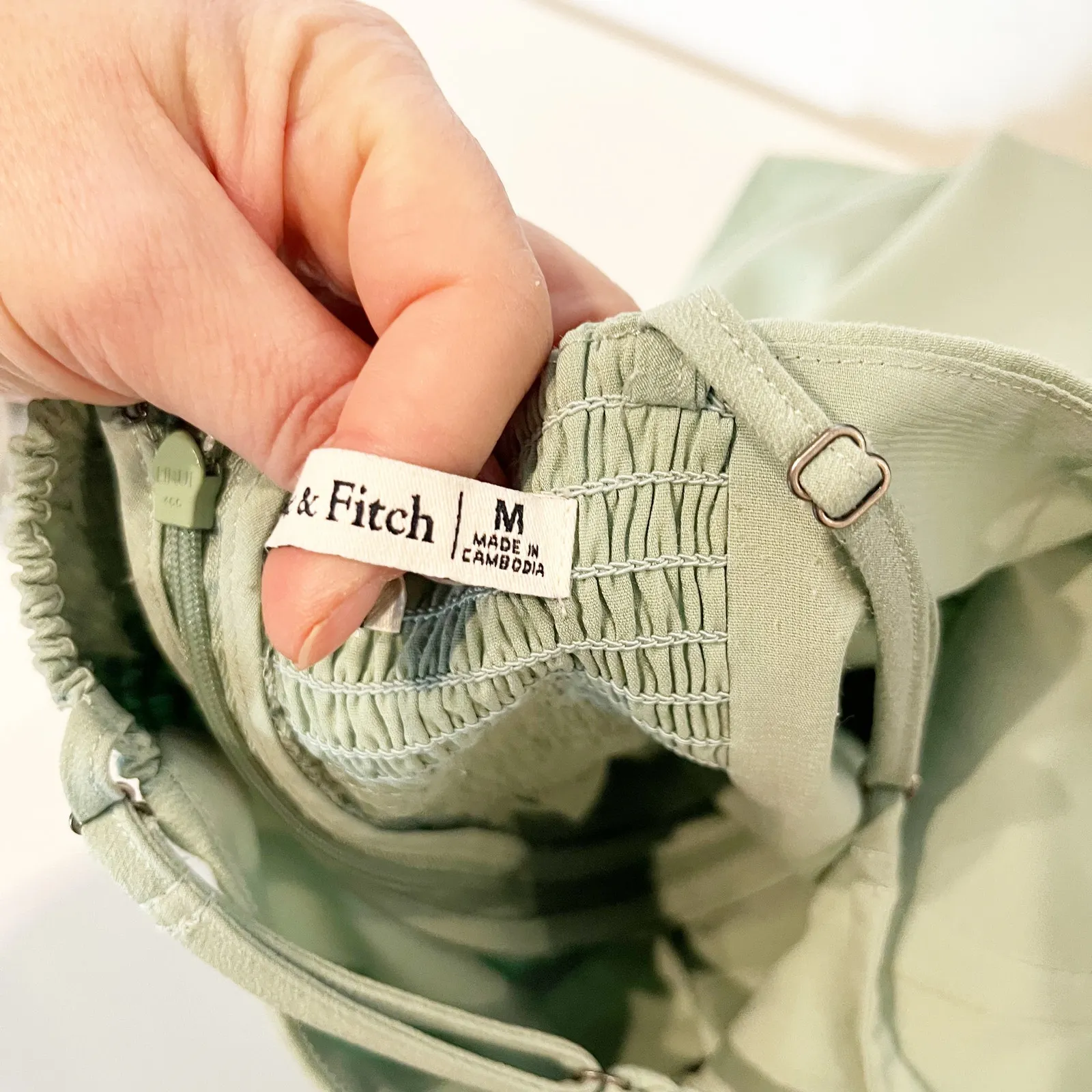 Abercrombie Lace Up Front Corset Slip Midi Dress Green Medium - Image 4