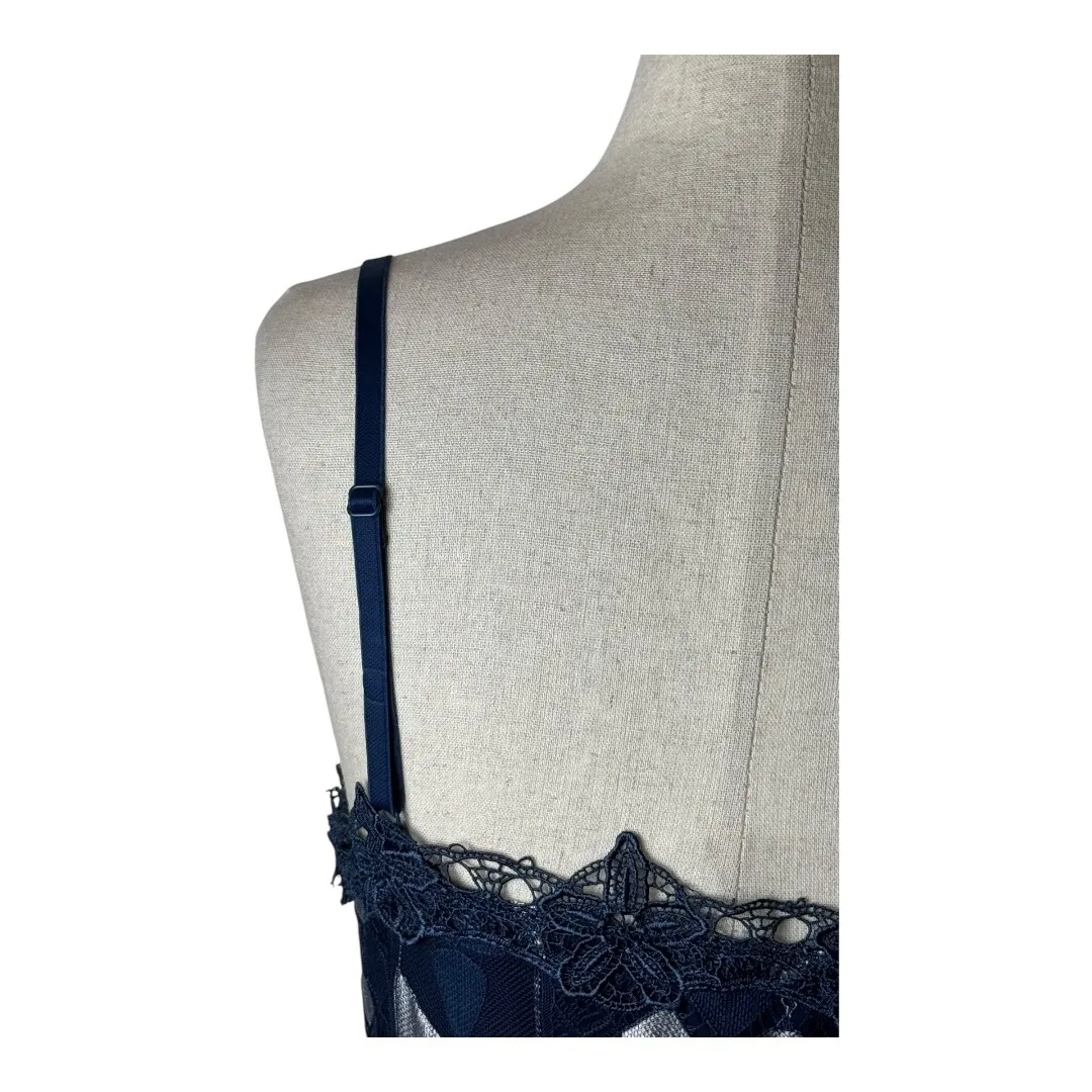 Foxiedox Dress Women Medium Blue Silver Lace Bravo Zulu Midi Party Cocktail - Image 9