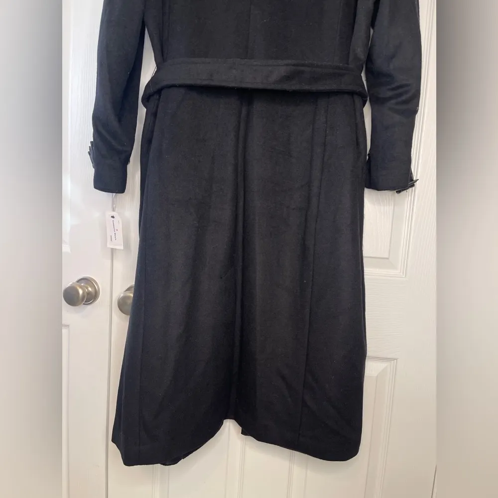 Cole Hann | Black Wool Trench Coat with Leather Trim Women’s 3X - Image 15