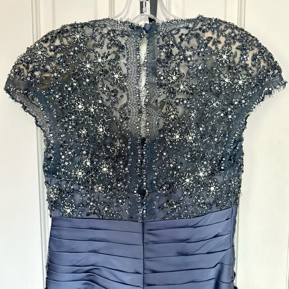 Lace & Beaded Alyce Jean De Lys Gown w. Pleats & Silky Skirt - Image 10