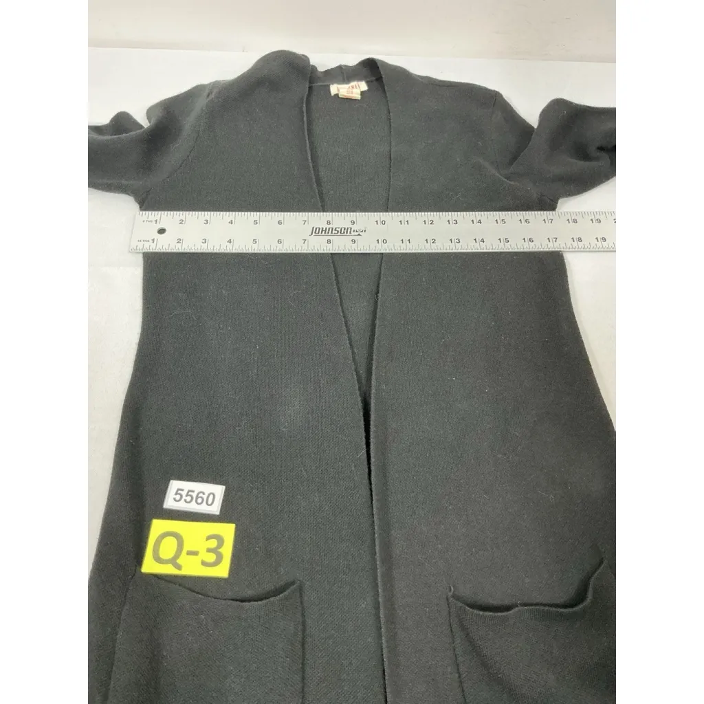 Womans For Thee Open Front Duster Sweater XS Black Side Slits Long Sleeves - Image 5