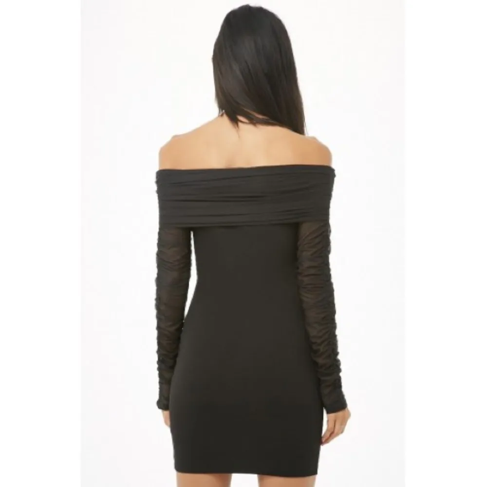 Forever21 Ruched Off Shoulder Sheer Long Sleeve - Image 2