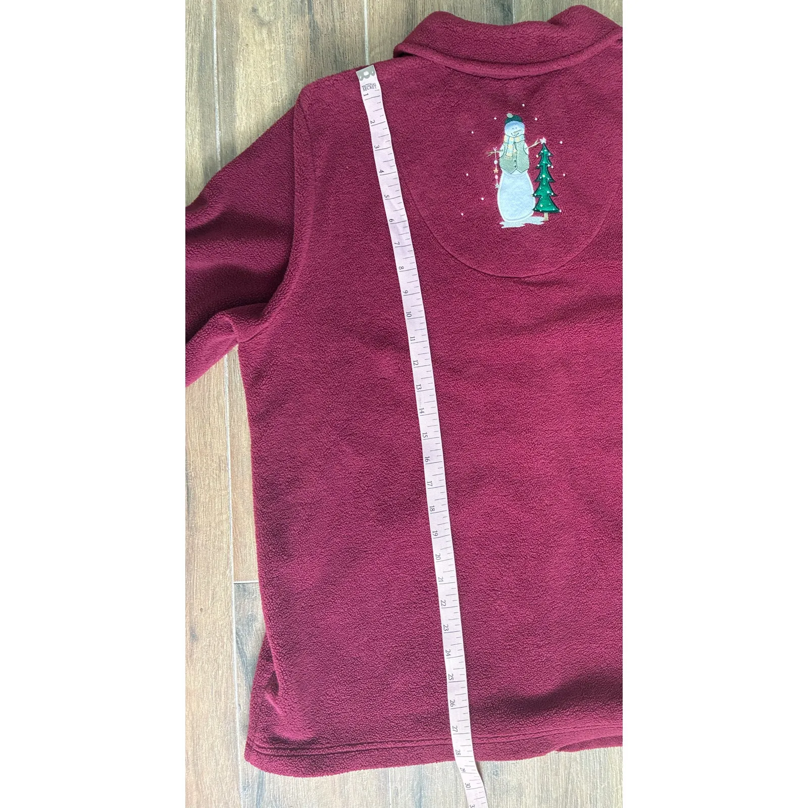 CJ Banks Fleece Christmas Sweater Button Up Size X Vintage Red - Image 10