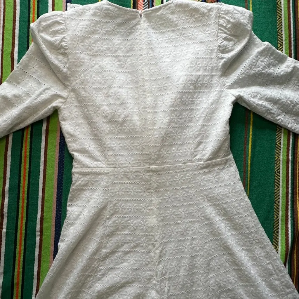 Revolve Likely "Emelynn" daisy eyelet ruffle babydoll mini dress in white size 6 - Image 12