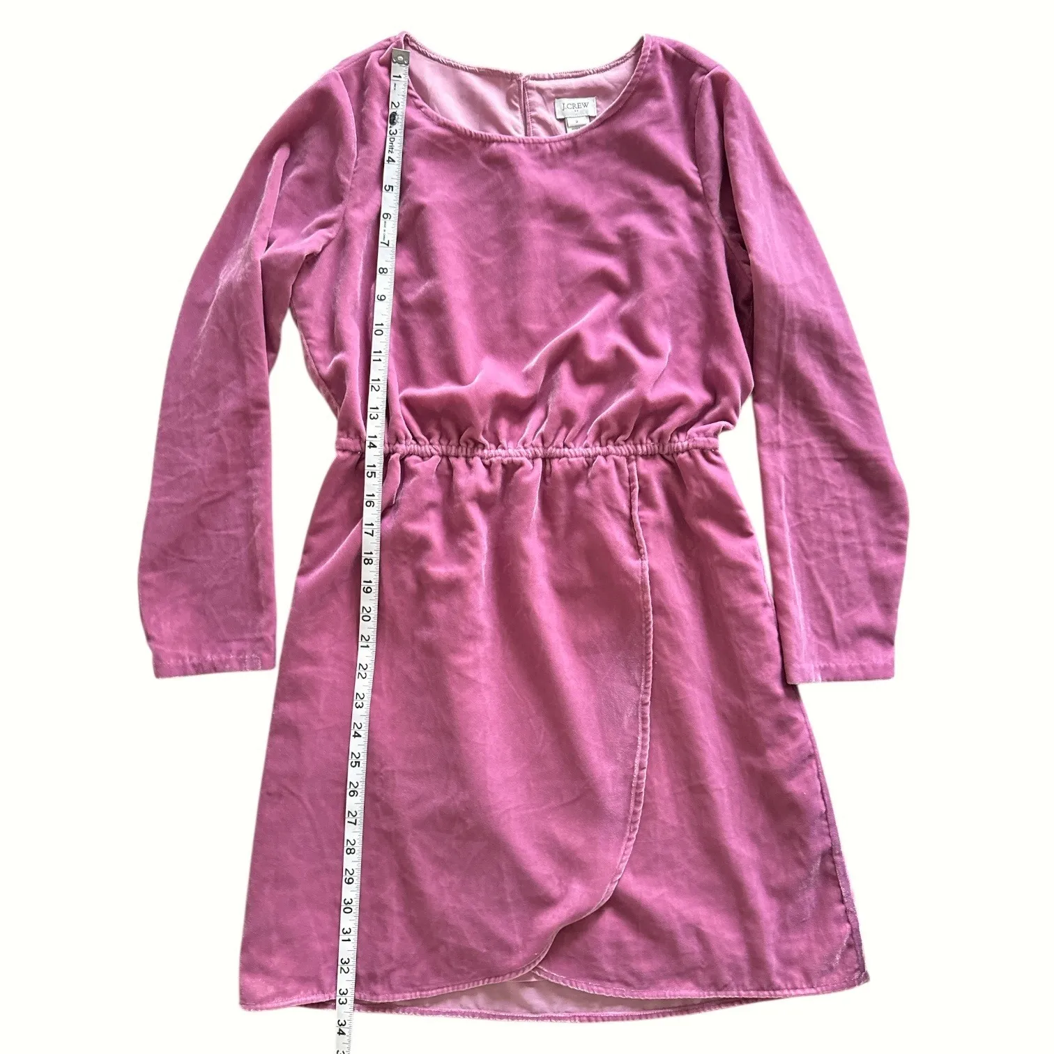 J.Crew Velvet‎ Dress Long Sleeve Tulip Hem Pink Mauve Party Cocktail Size 2 - Image 11